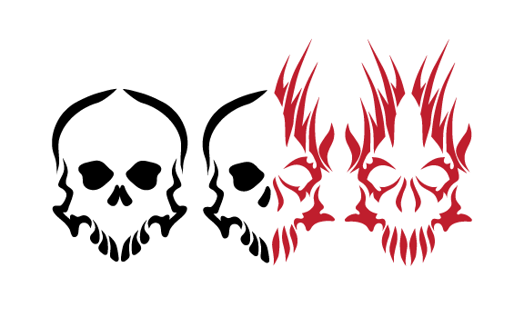 Clipart library: More Like Good and Evil Tribal Skulls by DemonKing-aka 