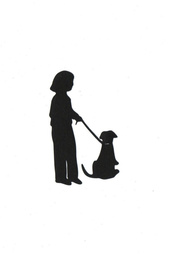 Lady walking Dog Silhouette die cut for by simplymadescrapbooks