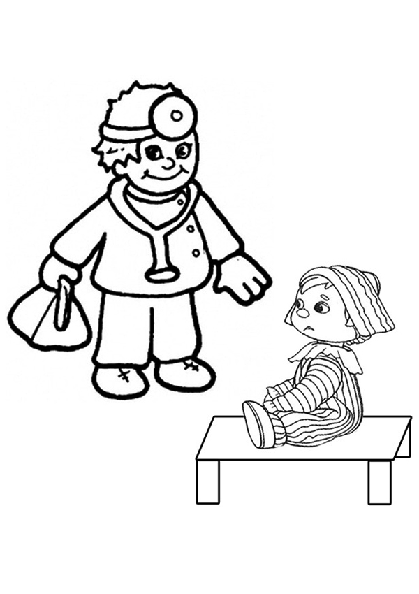 Free Online Doctor and Child Colouring Page - Kids Activity Sheets 