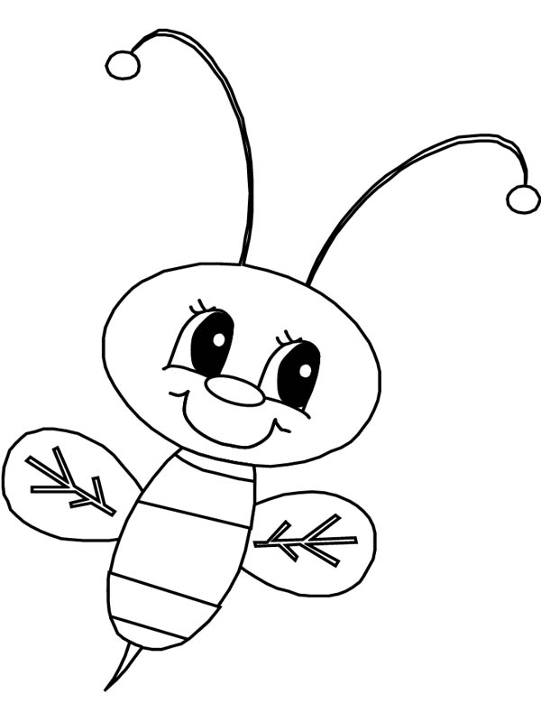 Cute Little Bumblebee Coloring Page: Cute Little Bumblebee 