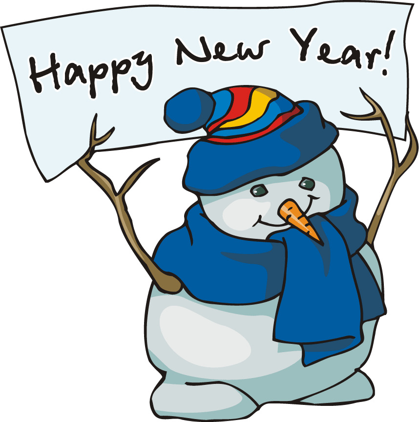 2014 happy new year snowman clip art for preschoolers - Coloring 