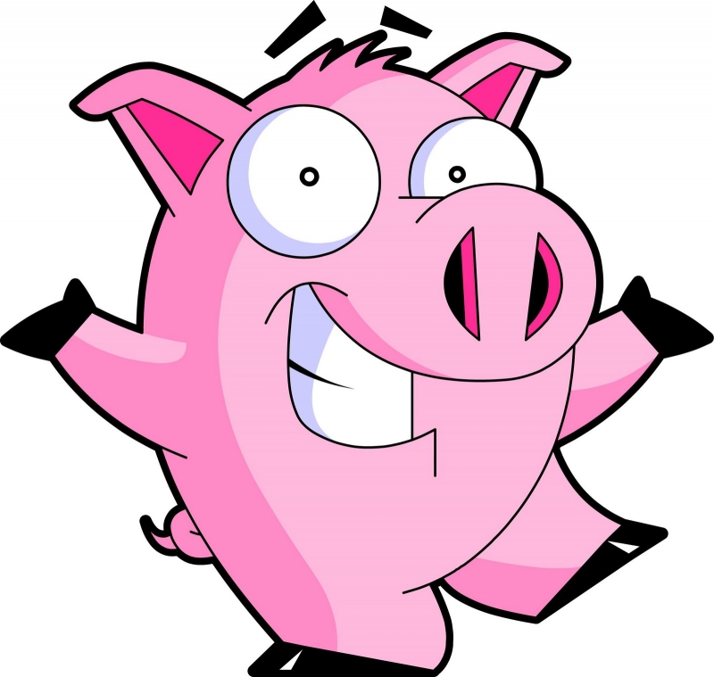 Cartoon pig pig in action