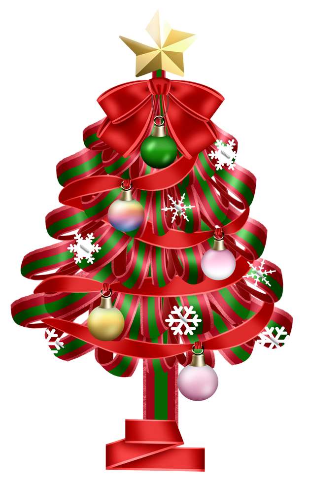 Transparent Red Christmas Deco Tree Clipart