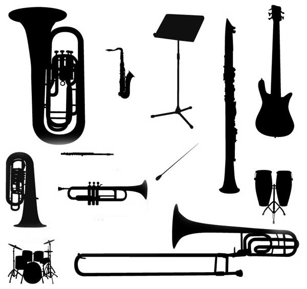 Music Instruments Silhouette Vector Free | Download Free Vector Art
