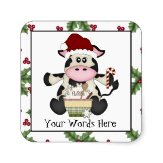Christmas Cow Stickers, Christmas Cow Sticker Designs