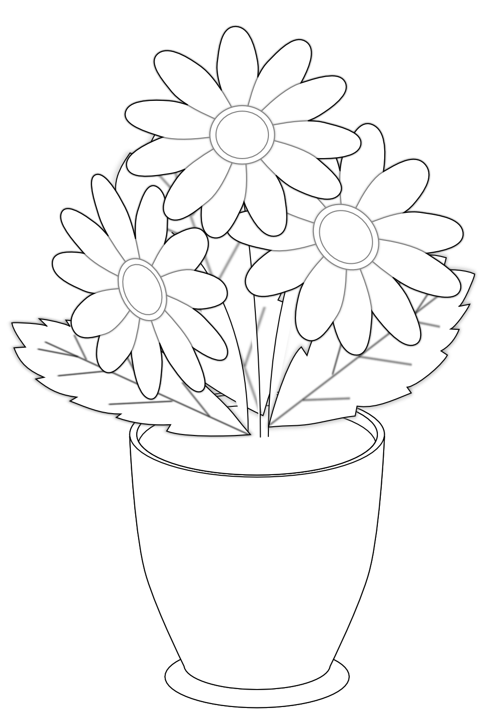 Daisy s Vase Black White Flower Shrub xochi.info SVG xochi 