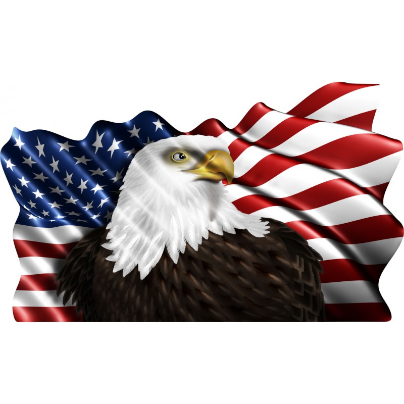 Wavy US Flag with Eagle Patriotic Decal - Fire Safety Decals