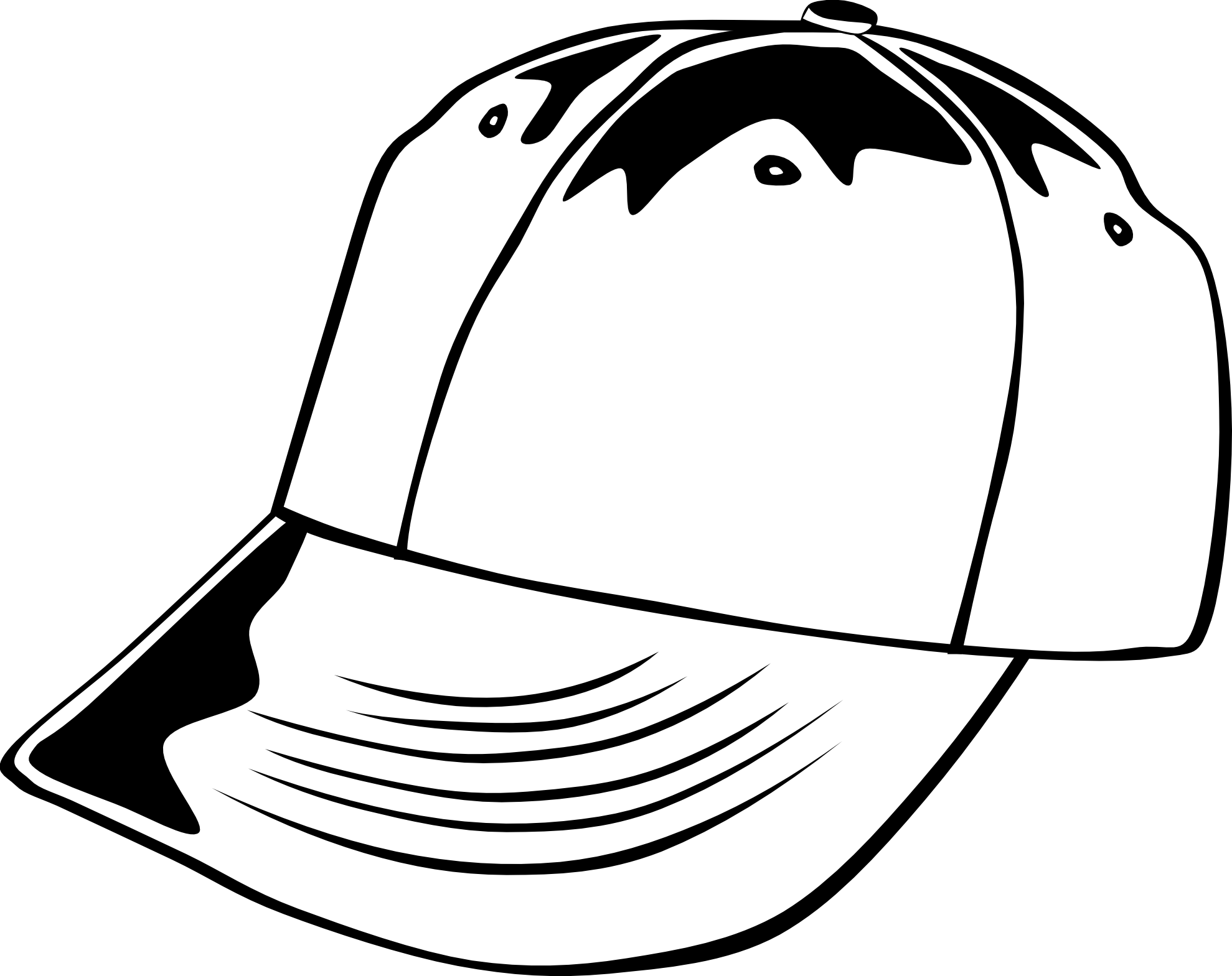Baseball Cap 1 Black White Line Art Scalable Vector Graphics SVG 