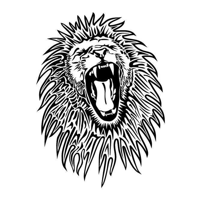 rasta lion black and white clipart