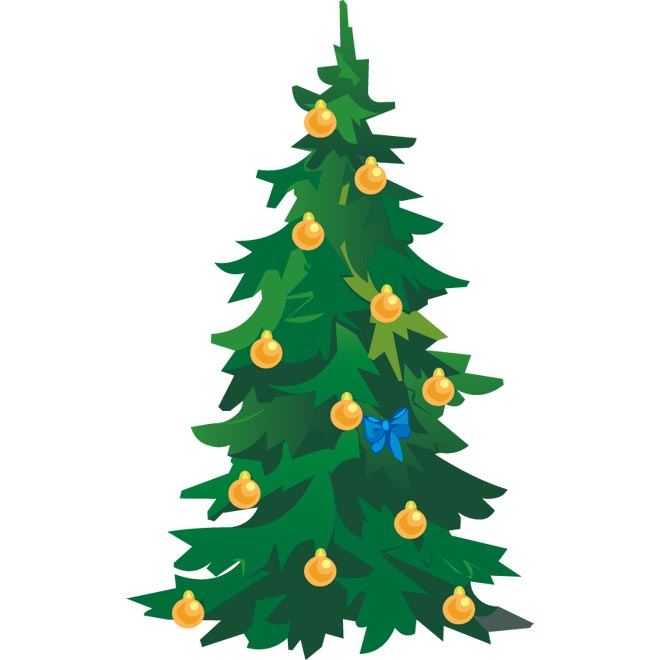 Vector illustration of Christmas tree clipart - Free Vector Art