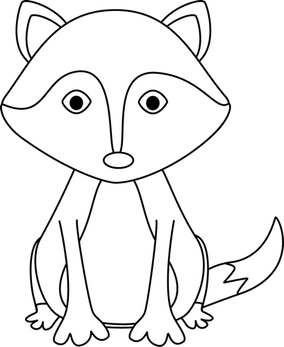 Black and White Fox Clip Art - Black and White Fox Image