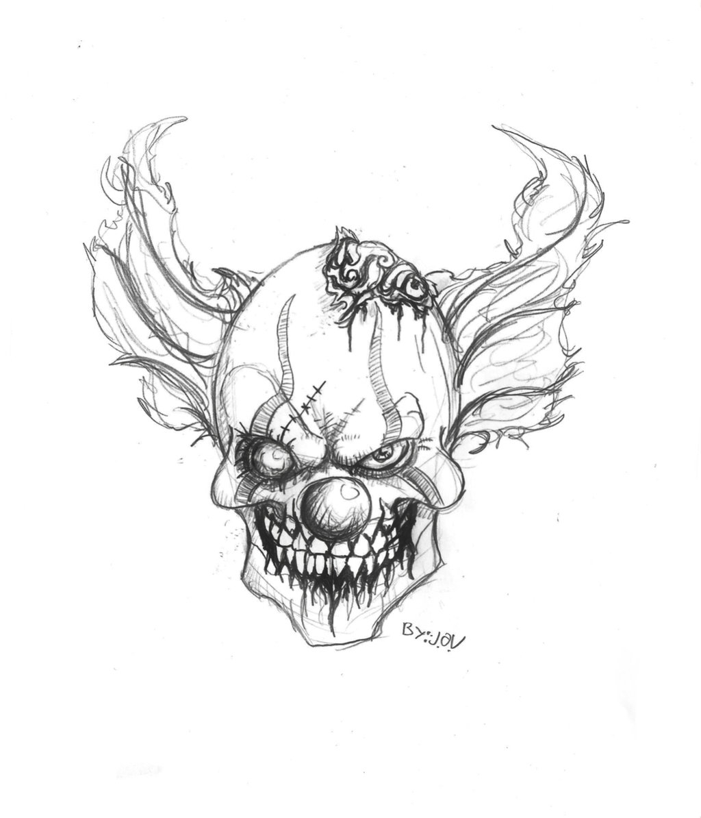 easy killer clown drawings