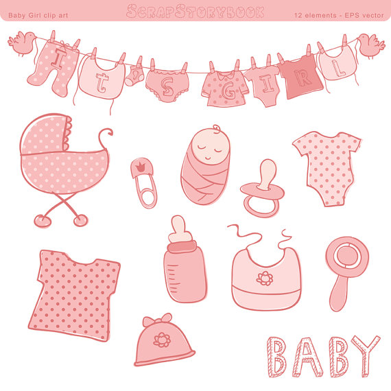 Baby Shower Clip Art girl EPS vector file by Scrapstorybook