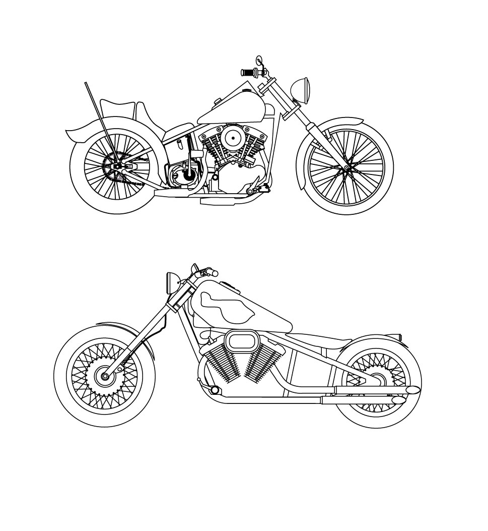 Free Vector- Harley Davidson motorbikes. | www.vectorfantasy.com