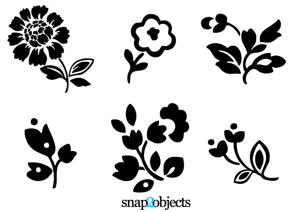 6 free vector silhouette icons of flowers - free vector art-free 