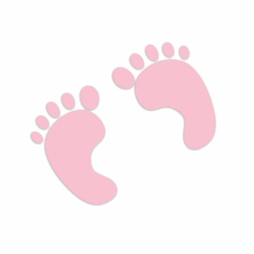 Baby Footprints (Footsteps) - Pale Pink Photo Sculpture Magnet 