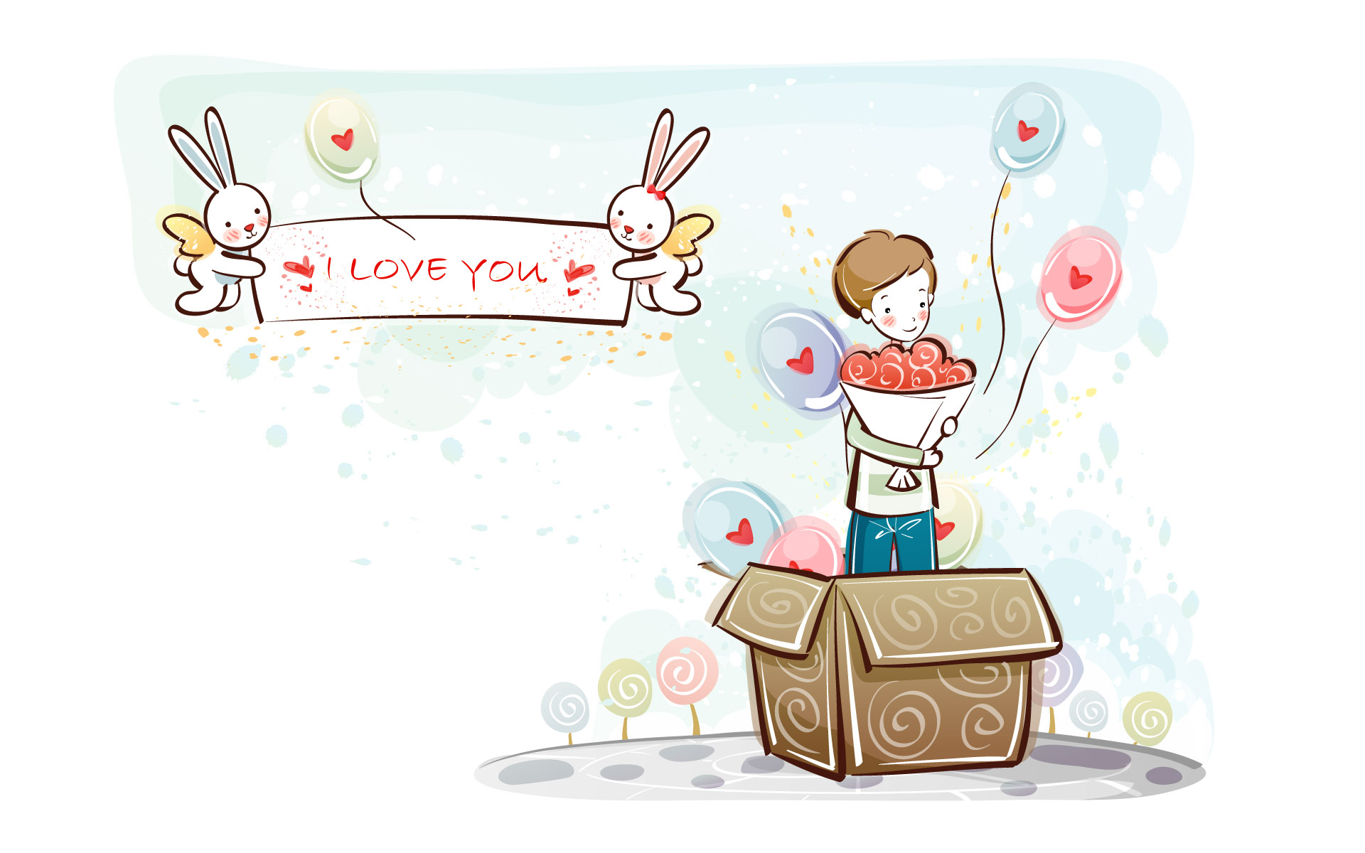 Free Cute Cartoon Love Couple Wallpaper, Download Free Cute Cartoon