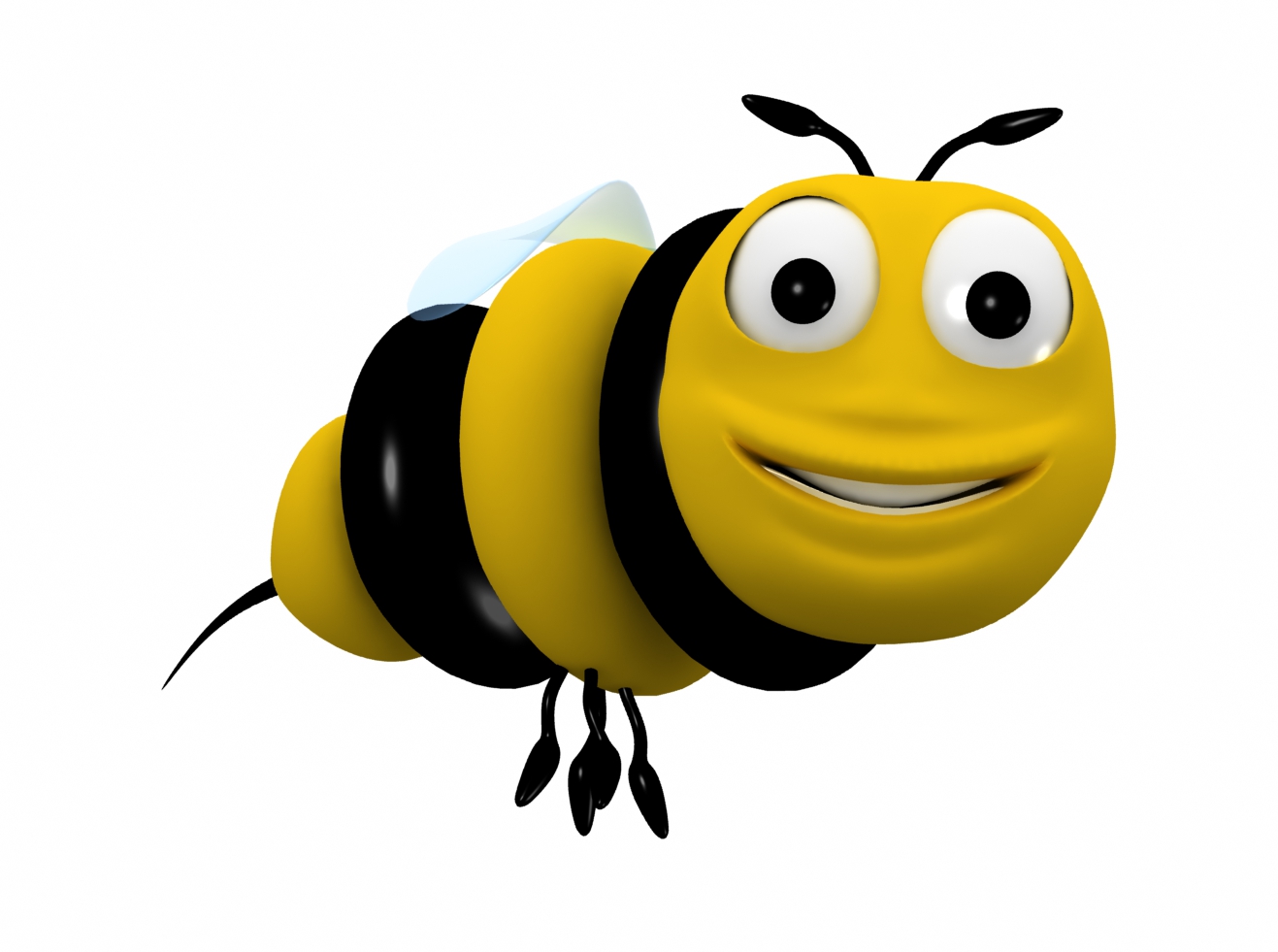 Bee cartoon character 3D Model animated rigged .max .obj .3ds .fbx 