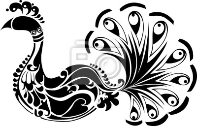 Wall Mural decorative peacock black and white - Photo Wallpaper 