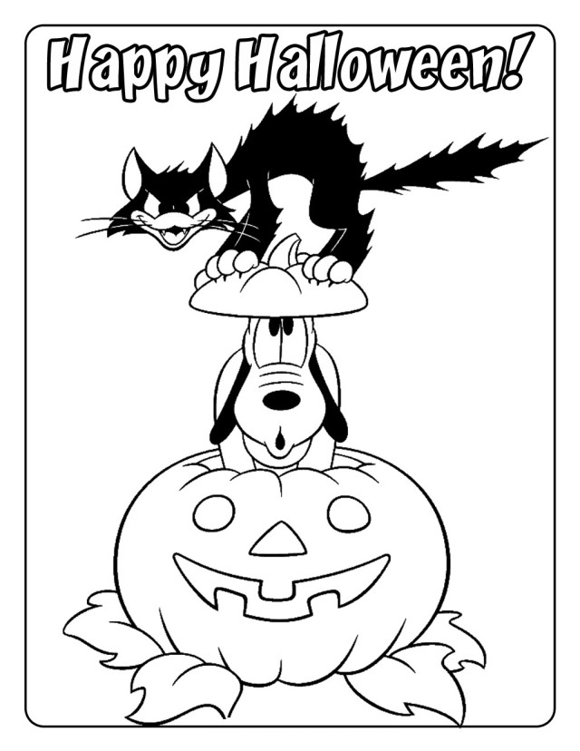New Halloween Coloring Pages Of Pluto And Scary Cat | Laptopezine.