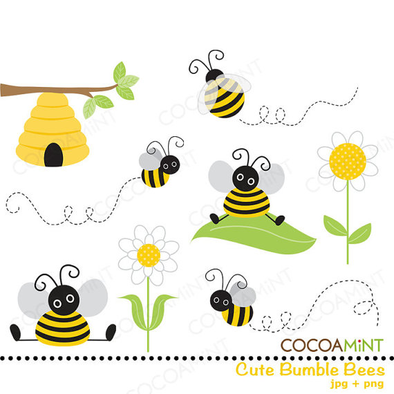 Cute Bumble Bee Clip Art by cocoamint on Etsy