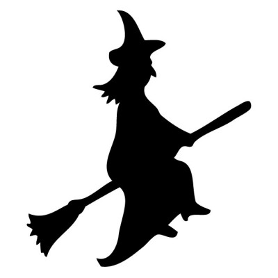 Halloween Witch on Broomstick Silhouette Wall Decal by Kowalla