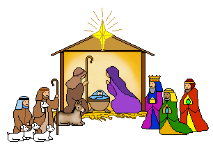 Christmas Clip Art - Nativity Scene With Shepherds and Wise Men