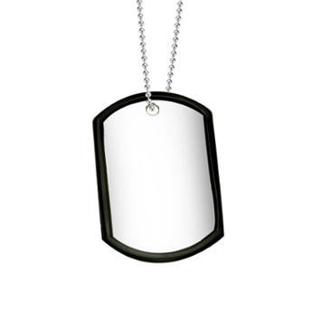 Stainless Steel Dog Tag Pendant with Black Outline - LeatherUp 