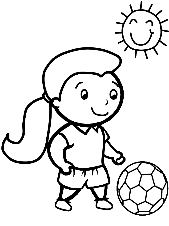 Soccer Coloring Page Boy Holding His Soccer Ball | Mewarnai