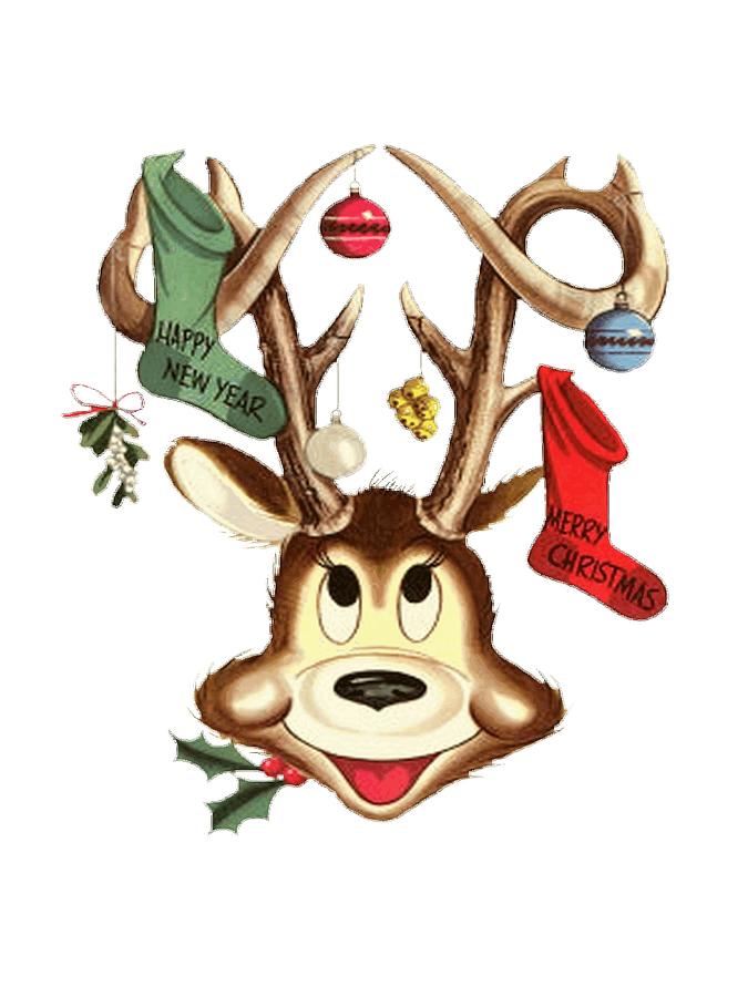 Reindeer Antlers And Christmas Stockings Greeting Cards by Tracey 