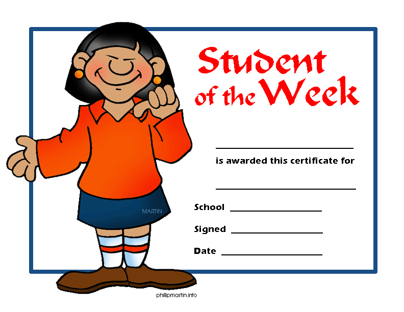 Free Certificates Clip Art by Phillip Martin, Student of the Week
