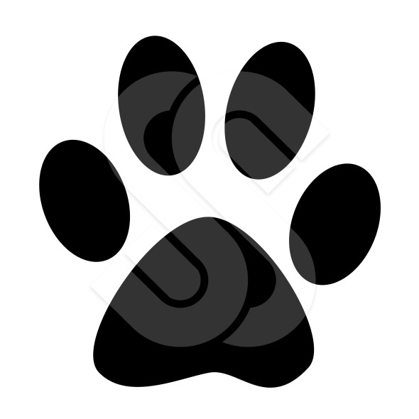 Cat Paw Print (Black Silhouette on White Version) | ShazamImages