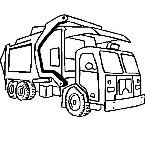 compressing garbage truck on dump truck coloring page | Kids Play 