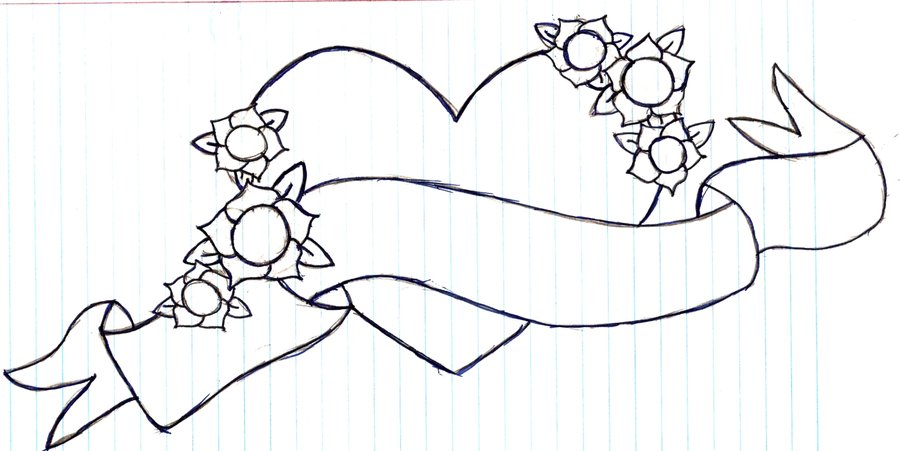 Sara Hansen: Heart With Flowers Drawing / half-brain-half-flowers