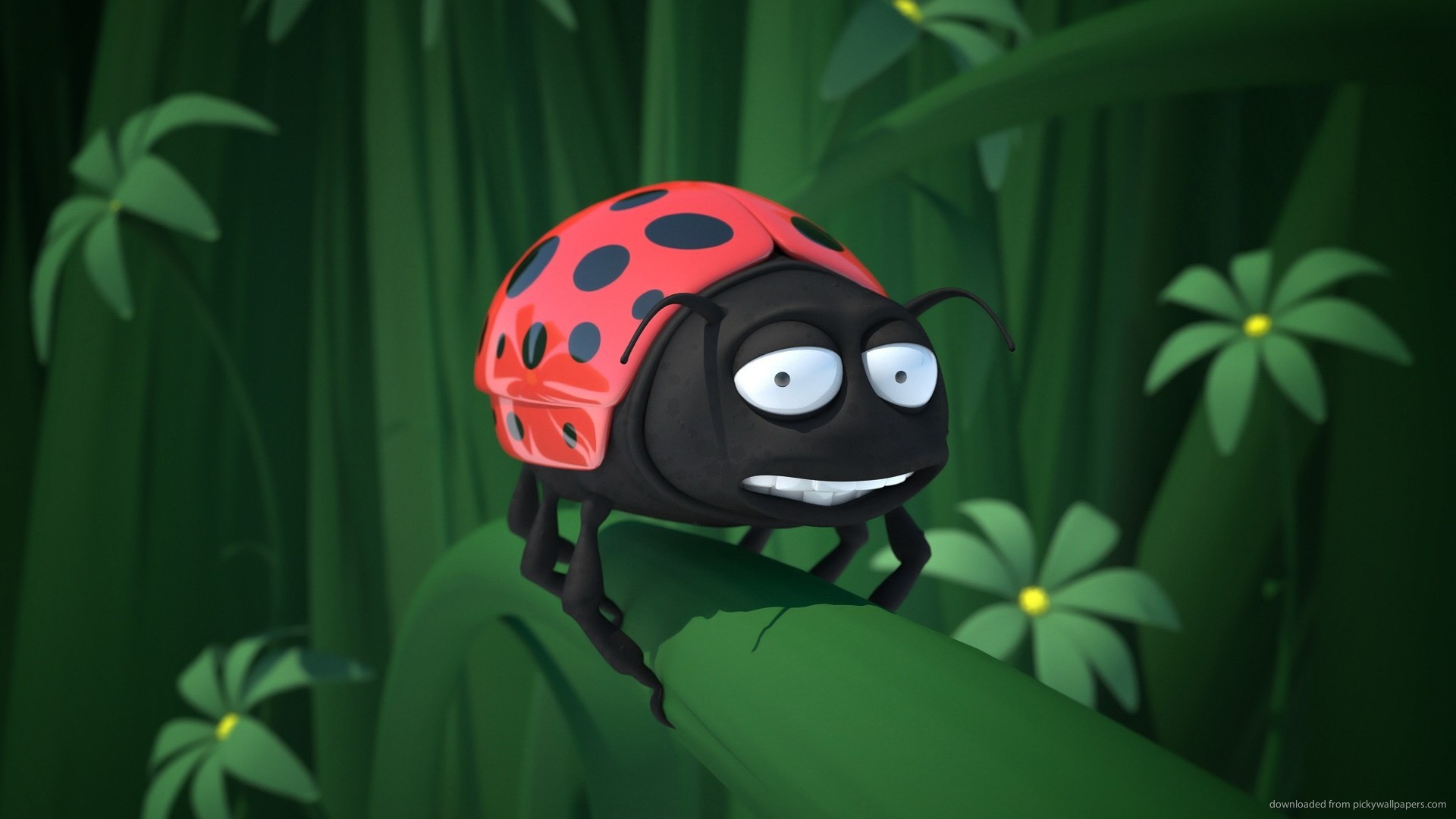 Download 1920x1080 Cartoon 3D Ladybug Wallpaper