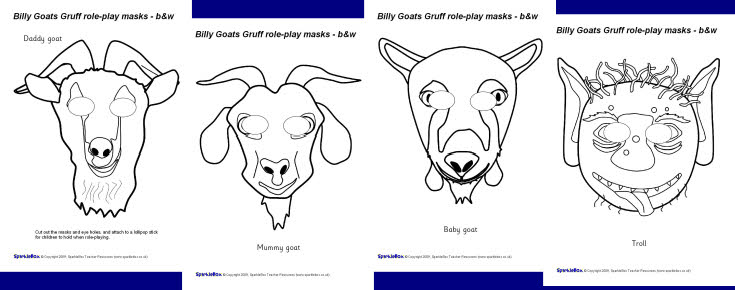 Billy Goats Gruff role-play masks - black and white (SB2277 