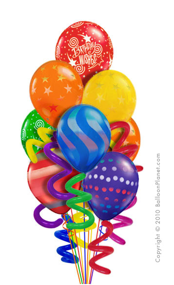 Twisty Birthday Balloon Bouquet (10 Balloons 
