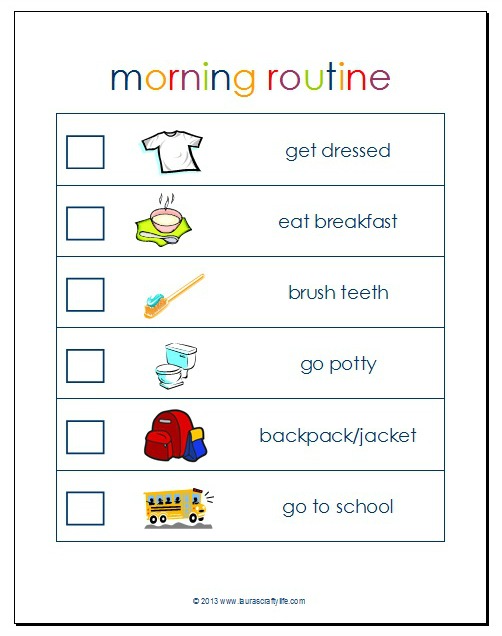 Printable Morning Routine Chart With Pictures