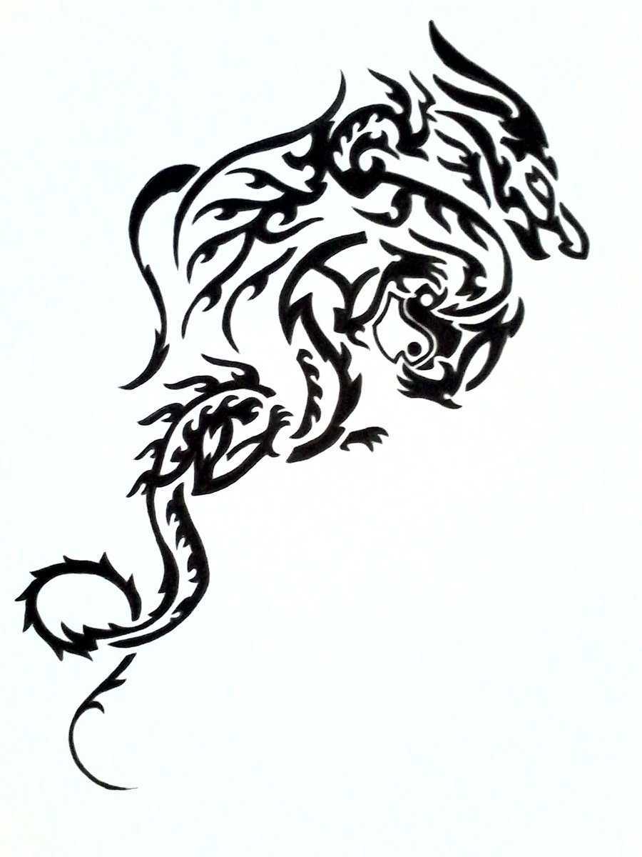 Dragon In Black And White - Clipart library