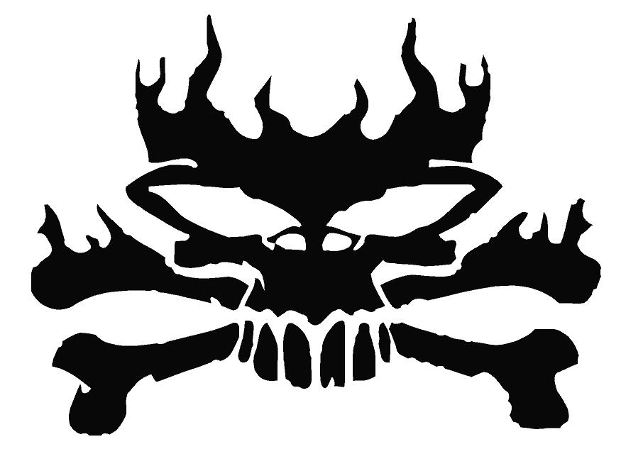 Flaming w/Bones Skull Decal [dec-skull_flamebones] - $6.00 Decal 