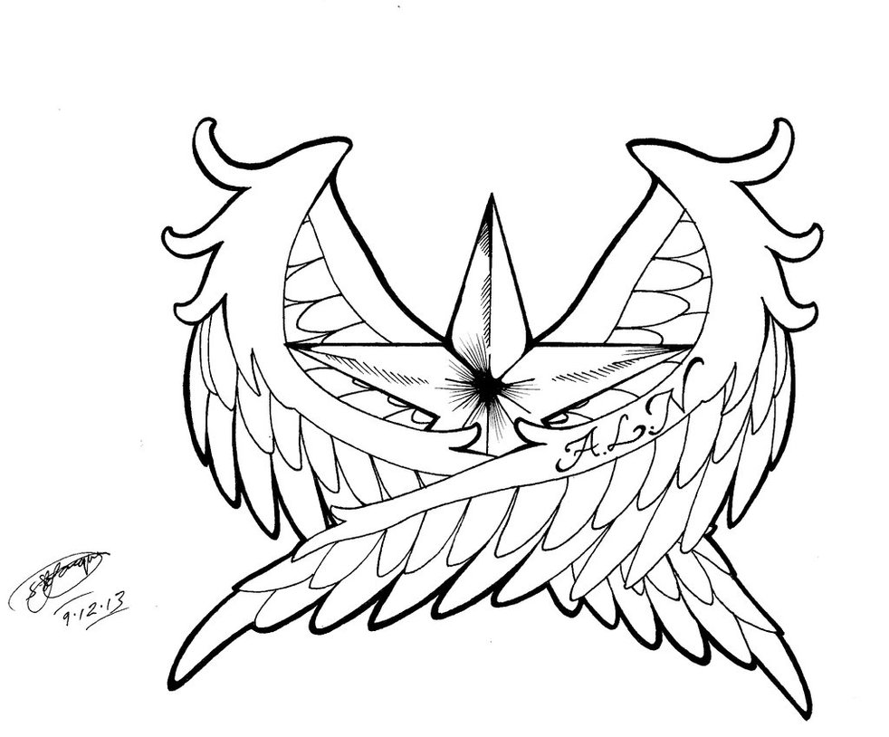 My Angel-winged Star Tattoo Design! :3 by shannonxnaruto on Clipart library