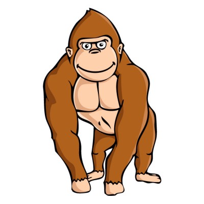 Brown Gorilla with Knuckles on Ground Wall Decal by Kowalla
