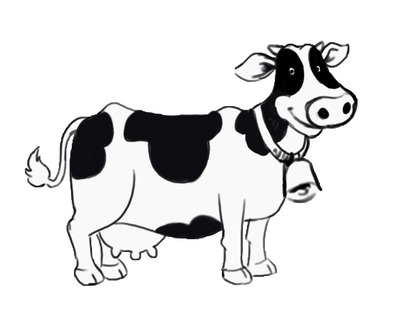 cow black and white clipart
