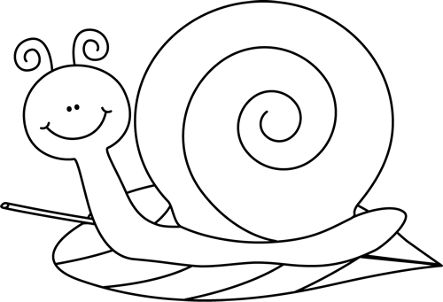 Black and White Snail on a Leaf Clip Art - Black and White Snail 