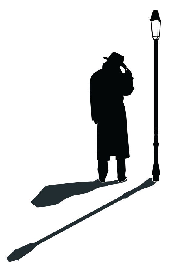 Street Lamp Silhouette Detective Man Silhouette -Wall Decal Custom Vi�