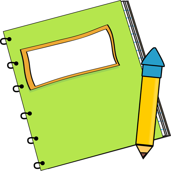 Green Notebook with a Pencil Clip Art - Green Notebook with a 