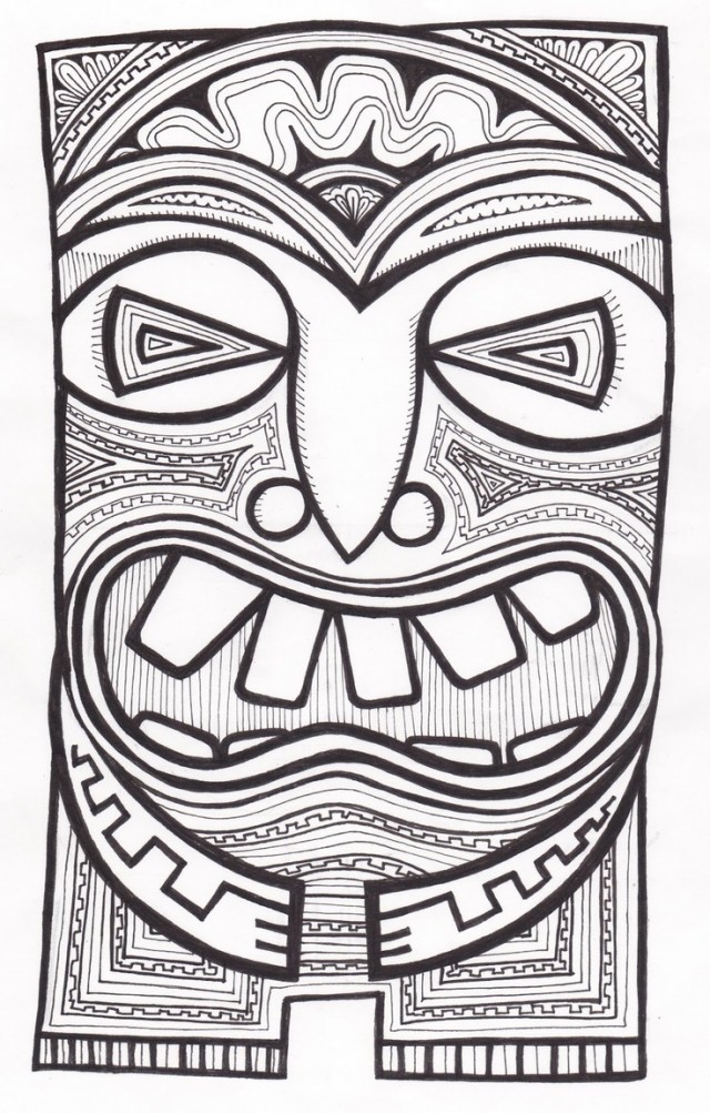 Stitchlily How To Draw A Tiki Head Coloring Sheets Pinterest 