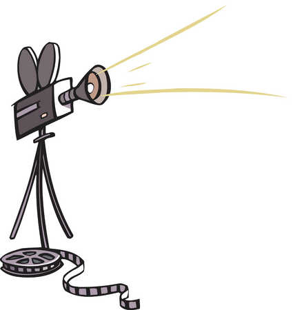 Stock Illustration - Drawing of a movie camera and film