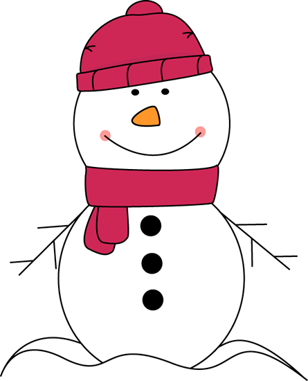 Snowman Wearing Pink Scarf and Hat Clip Art - Snowman Wearing Pink 