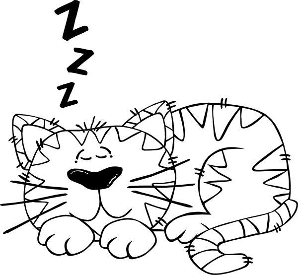 Cartoon Cat Sleeping Outline clip art Free Vector 
